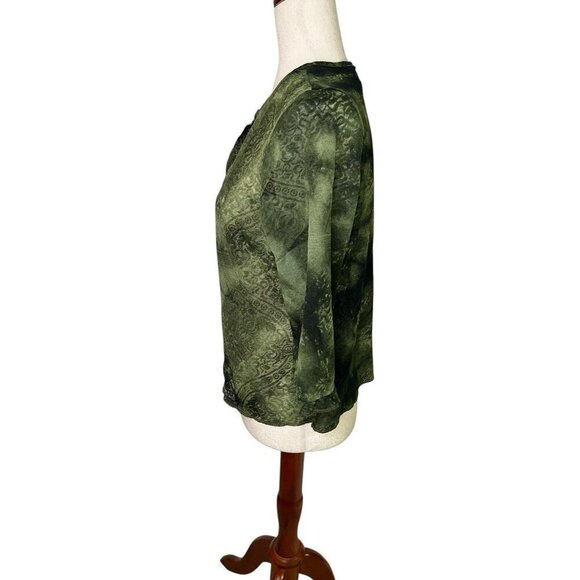 Vintage Mesh Top Women P Large Sheer Green y2K Fairy Grunge Goblincore Whimsical - Picture 6 of 14